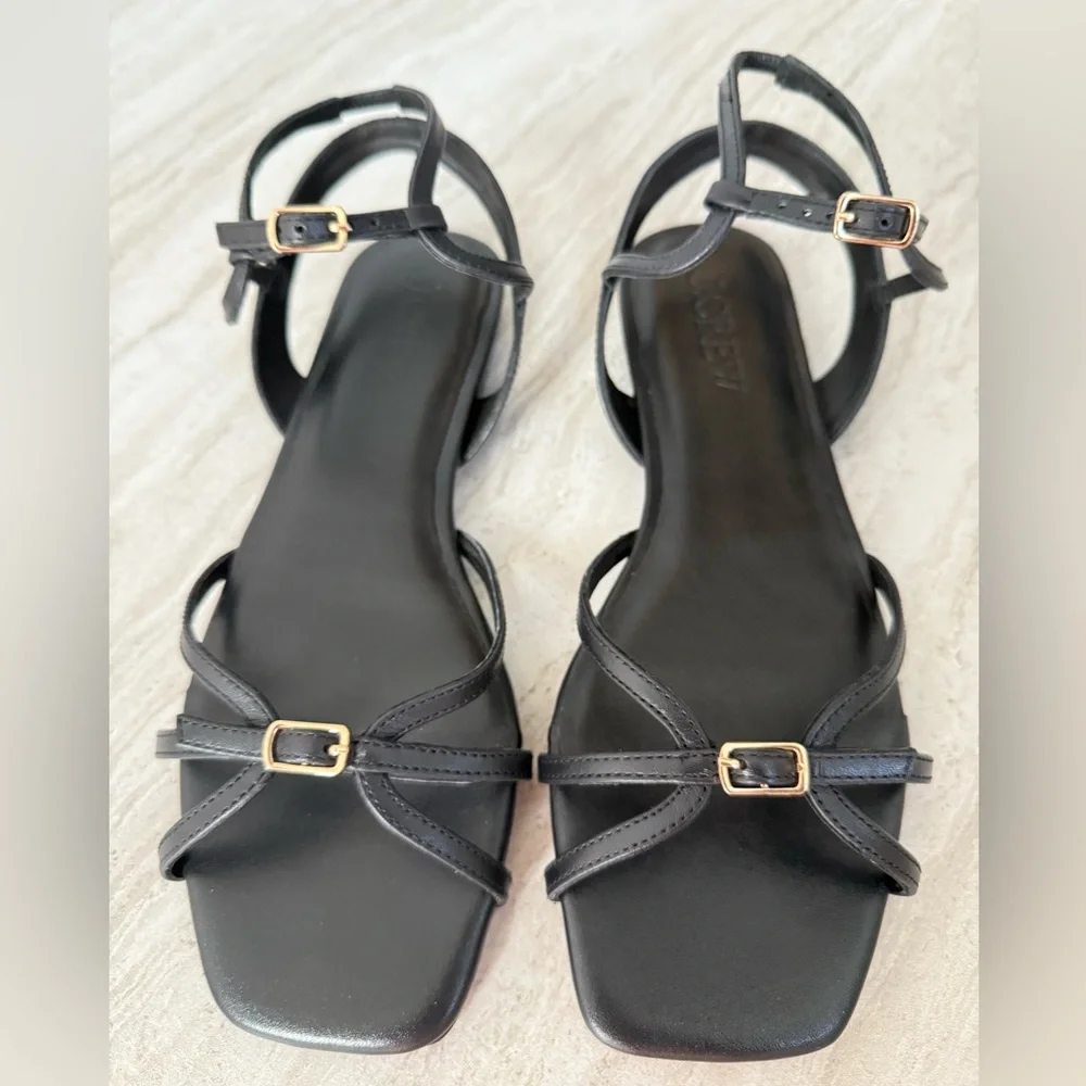 J. Crew NIB New Capri Buckle Sandals in Leather - Black - Picture 6 of 6